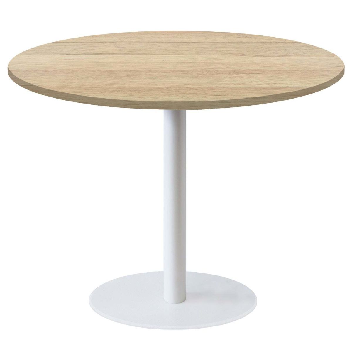 Tavolo Roma XL rotondo base bianco - laminato legno & pietra RestooTab; 75x120 cm (HxØ); quercia; rotonda