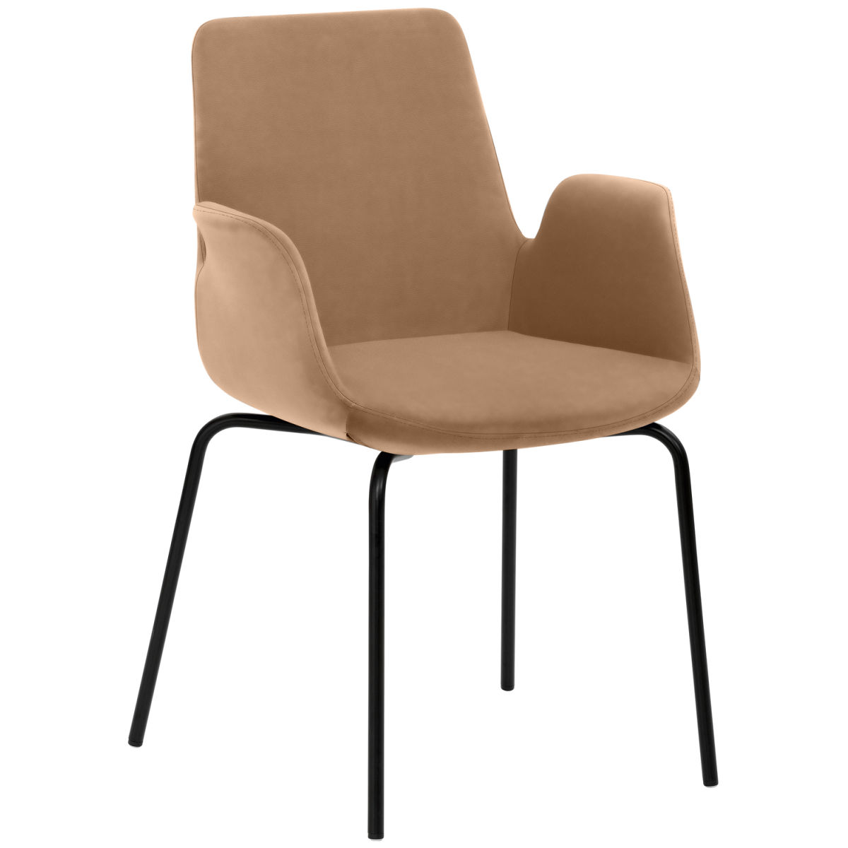 Mayer Sitzmöbel Sessel 2009, Mikrofaser-Stoff, 4-Fuß-Gestell 58x59x87 cm (BxTxH); Sitz hellbraun, Gestell schwarz
