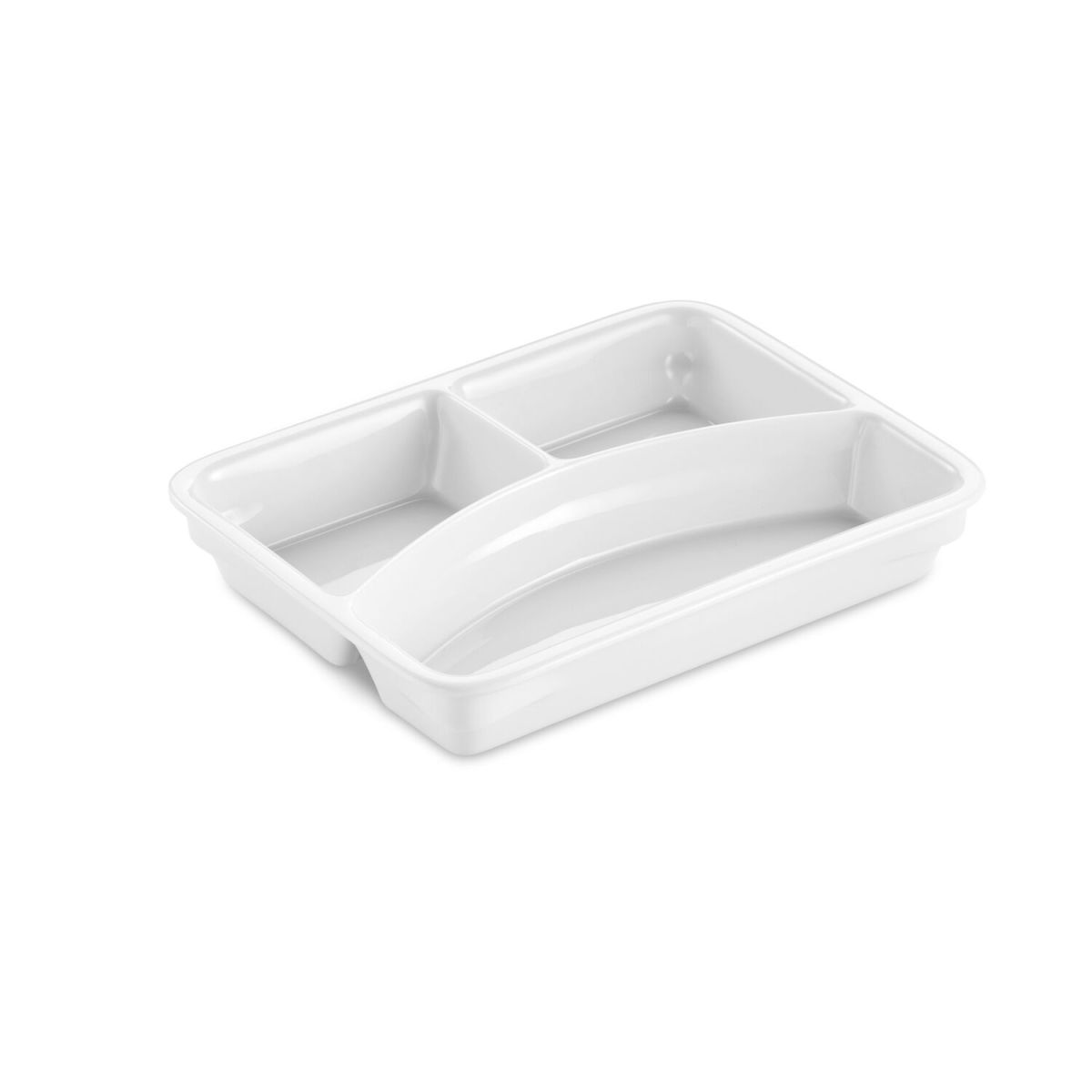 thermohauser Schale 3/3 geteilt, Premium-Porzellan 1560 ml, 23.5x17.5x3.8 cm (LxBxH); weiß