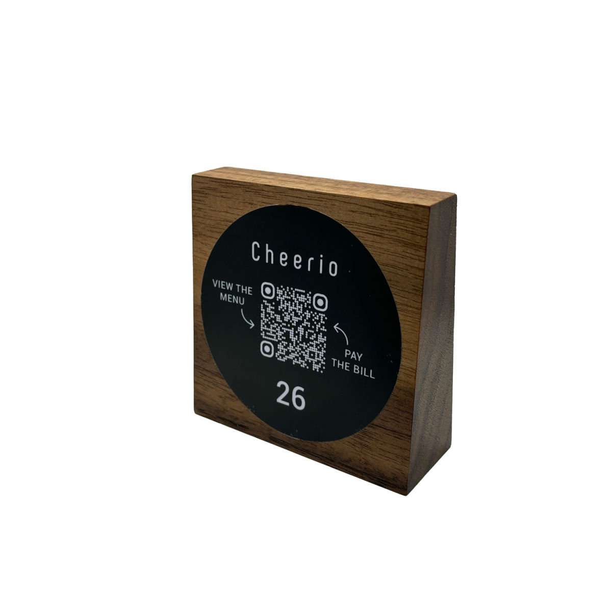 PRODUCTMATE Tischaufsteller stehend mit QR-Code Aufkleber matt 11x11 cm (BxH); nussbaum; 25 Stück / Pack