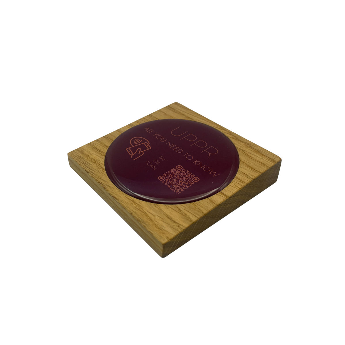 PRODUCTMATE Tischaufsteller liegend schräg mit QR-Code Aufkleber glänzend 8.5x8.5 cm (BxH); eiche; 25 Stück / Pack