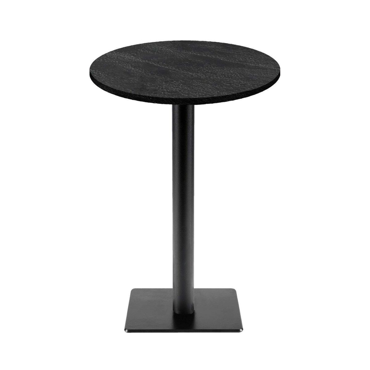 Tavolo alto Milano-T rotondo - laminato legno & tinta unita RestooTab; 113x60 cm (HxØ); nero; rotonda