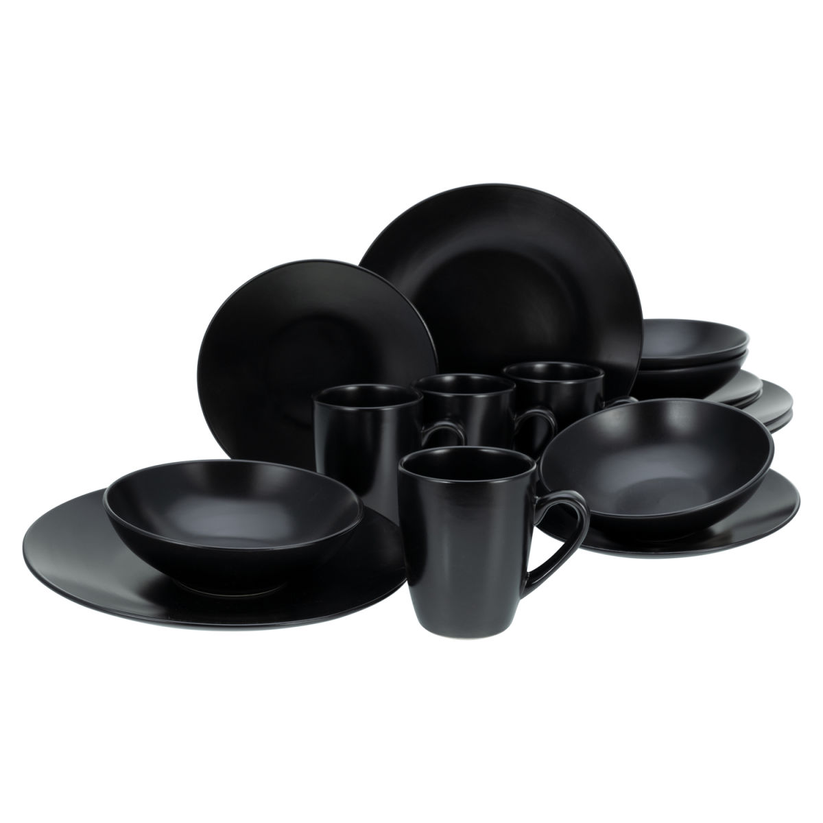 Nero opaco - Servizio da 16 pezzi CreaTable; nero