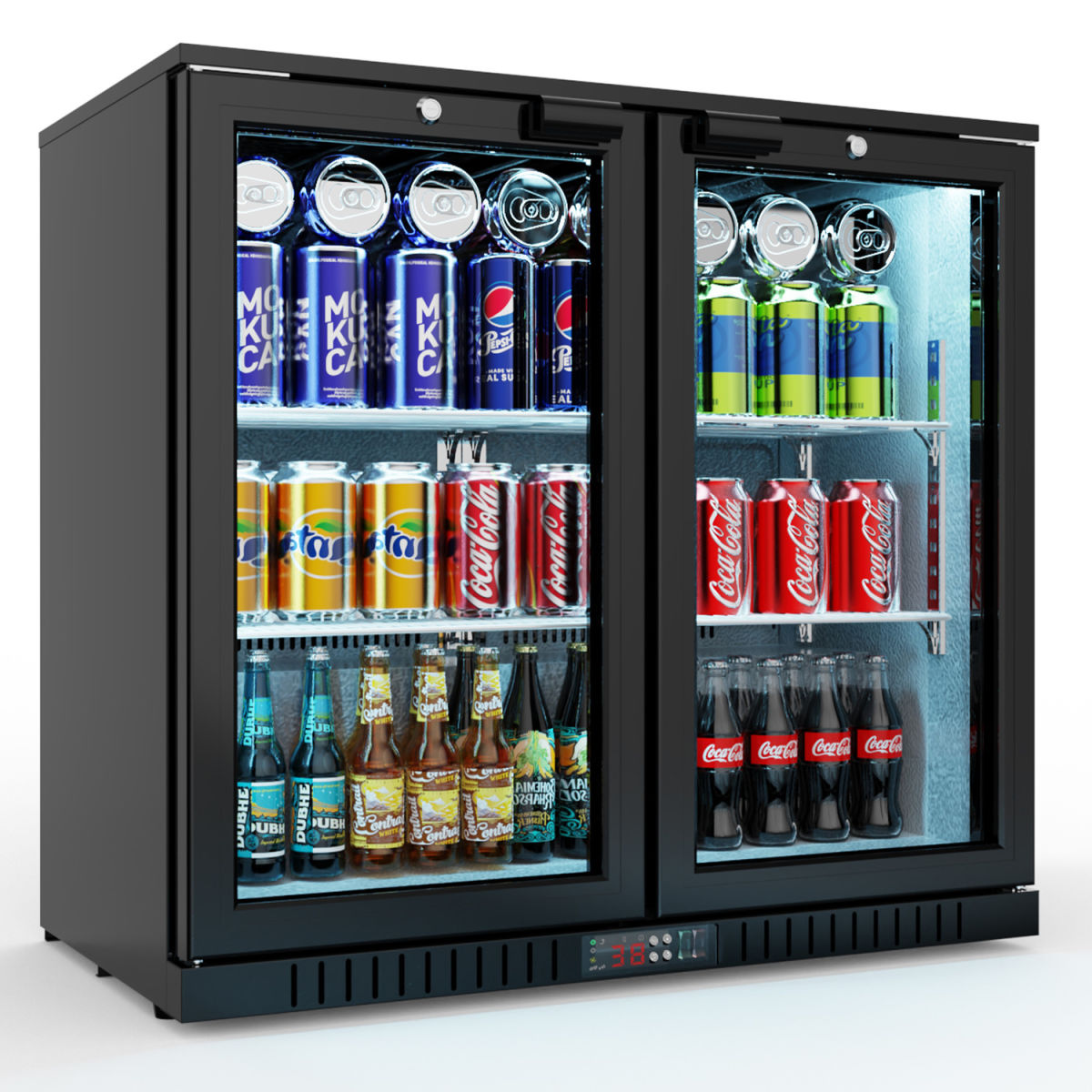 Stalgast Bar Display Cooler, zwei Flügeltüren 0.198 l, 90x83.5x53 cm (BxHxT); schwarz