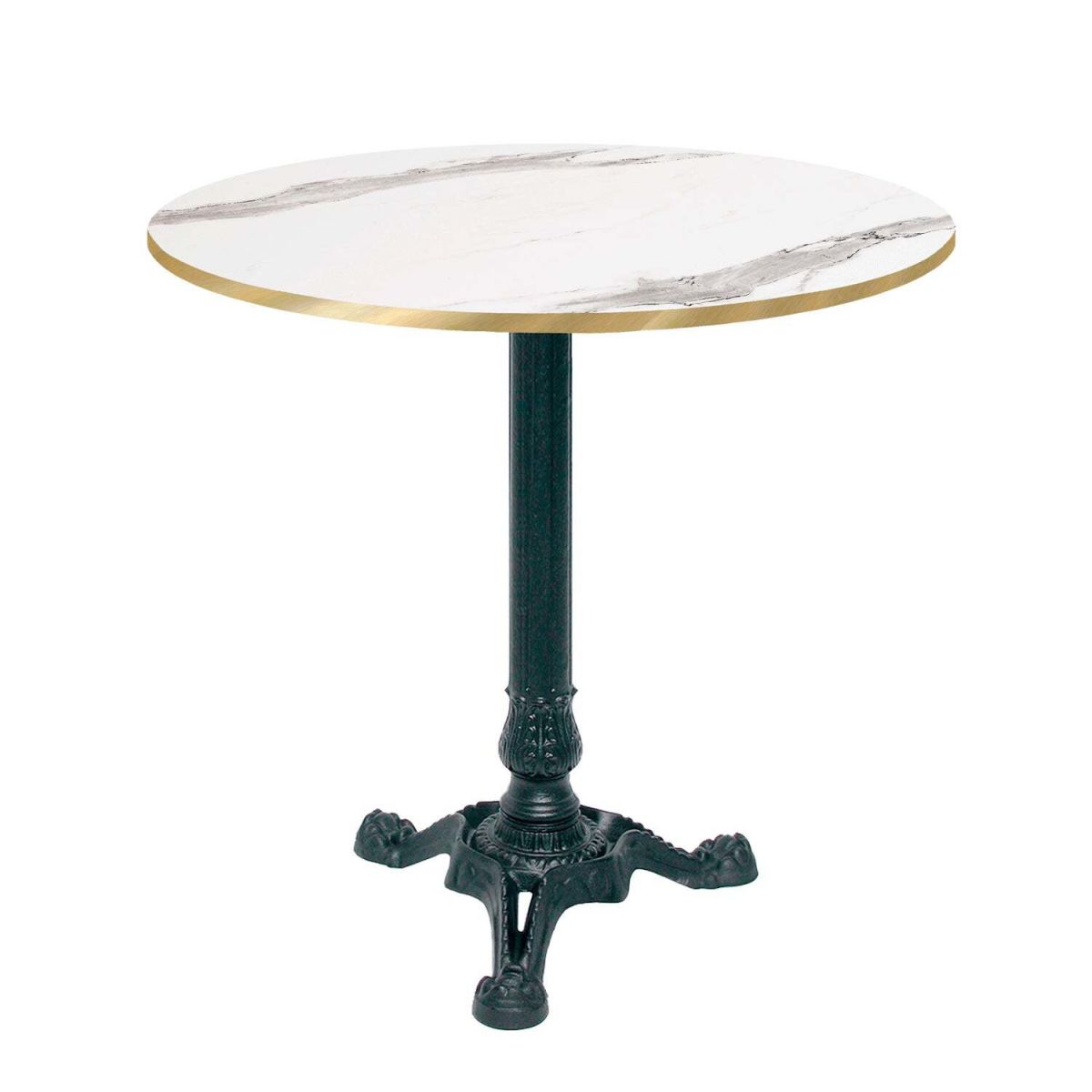 RestooTab Tisch Bistrot rund - Kanten messingfarben 70x70x75x70 cm (LxBxHxØ); weiß/grau/messing; Gestell schwarz; rund