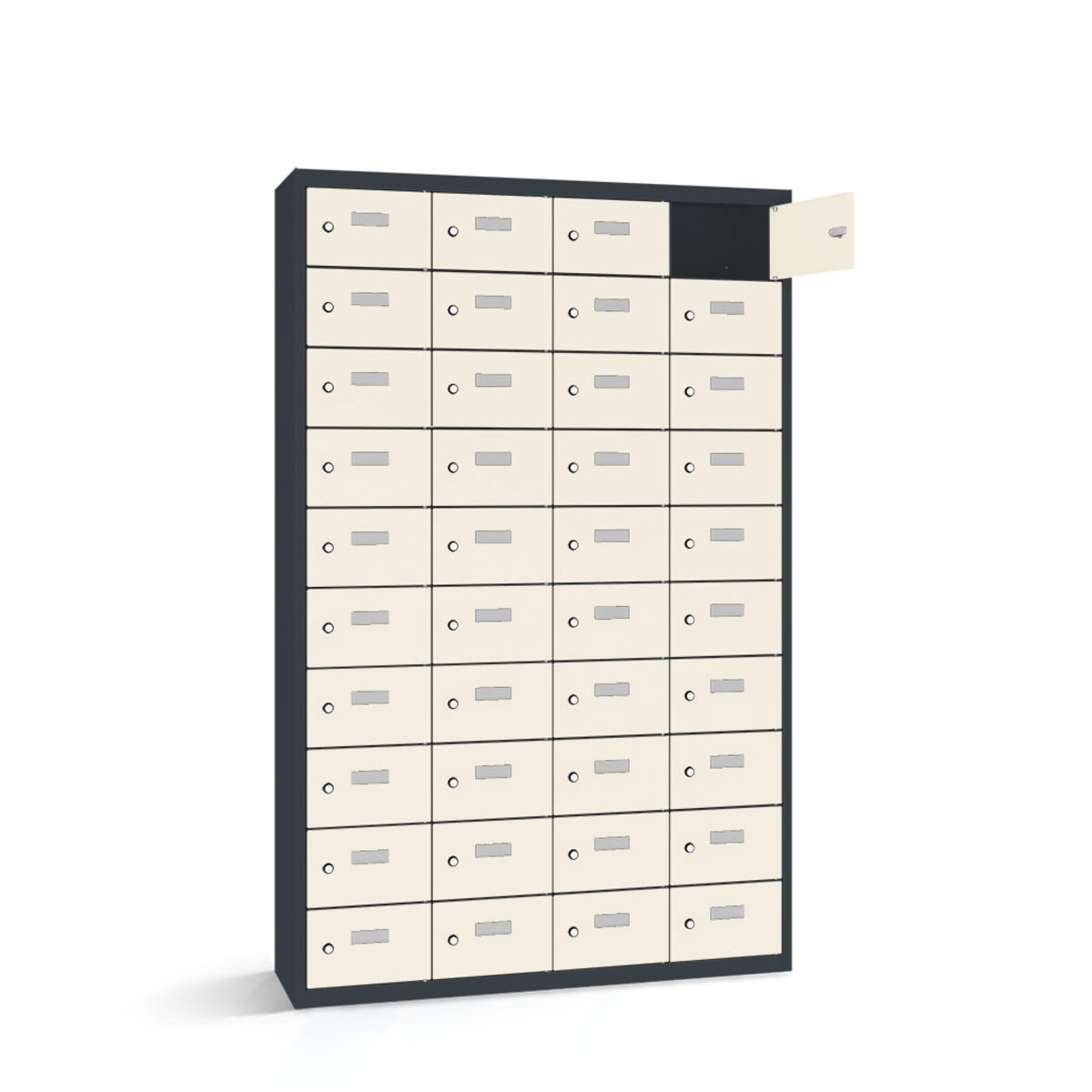 rotstahl Wertfachschrank 40 Fächer mit anthrazitgrauem Korpus 115x30x180 cm (BxTxH); weiß