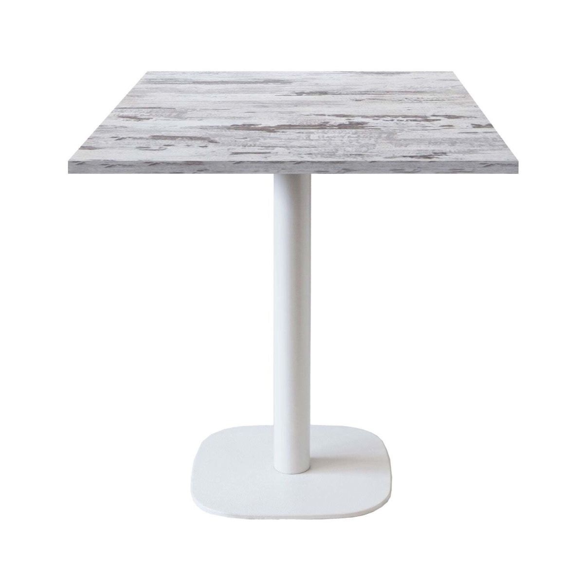 RestooTab Tisch Round quadratisch Gestell weiß - Dekor Holz & Uni 70x70x75 cm (LxBxH); Platte eiche/weiß, Gestell weiß; quadratisch