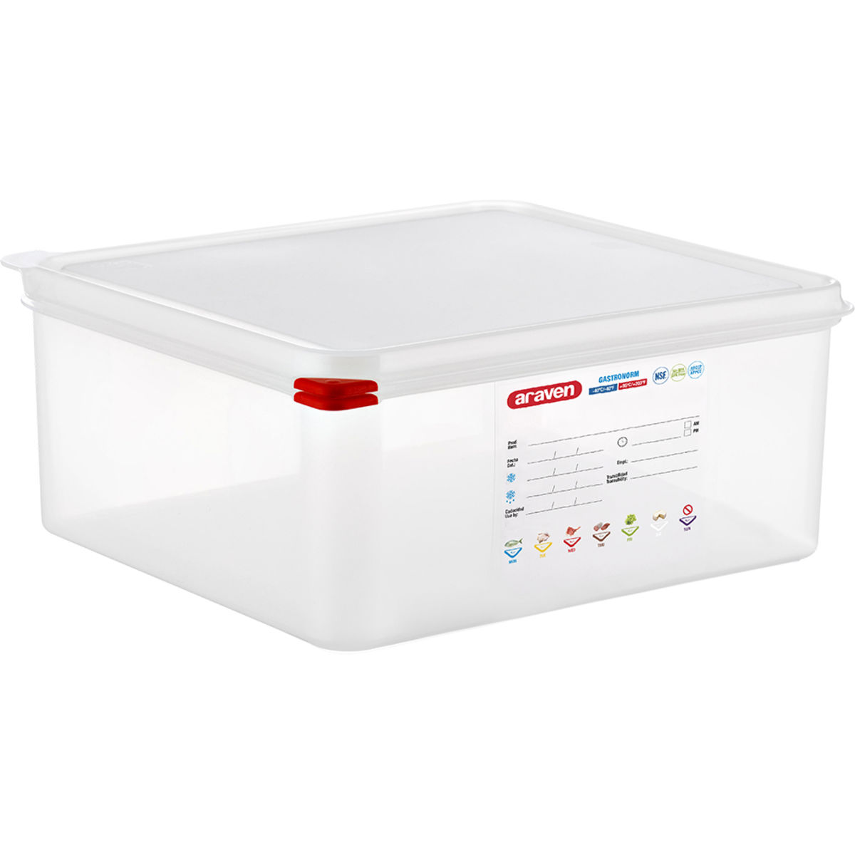 Araven Gastronormbehälter mit Deckel, Polypropylen GN 2/3, 13.5 l, 35.4x32.5x15 cm (LxBxT); transparent