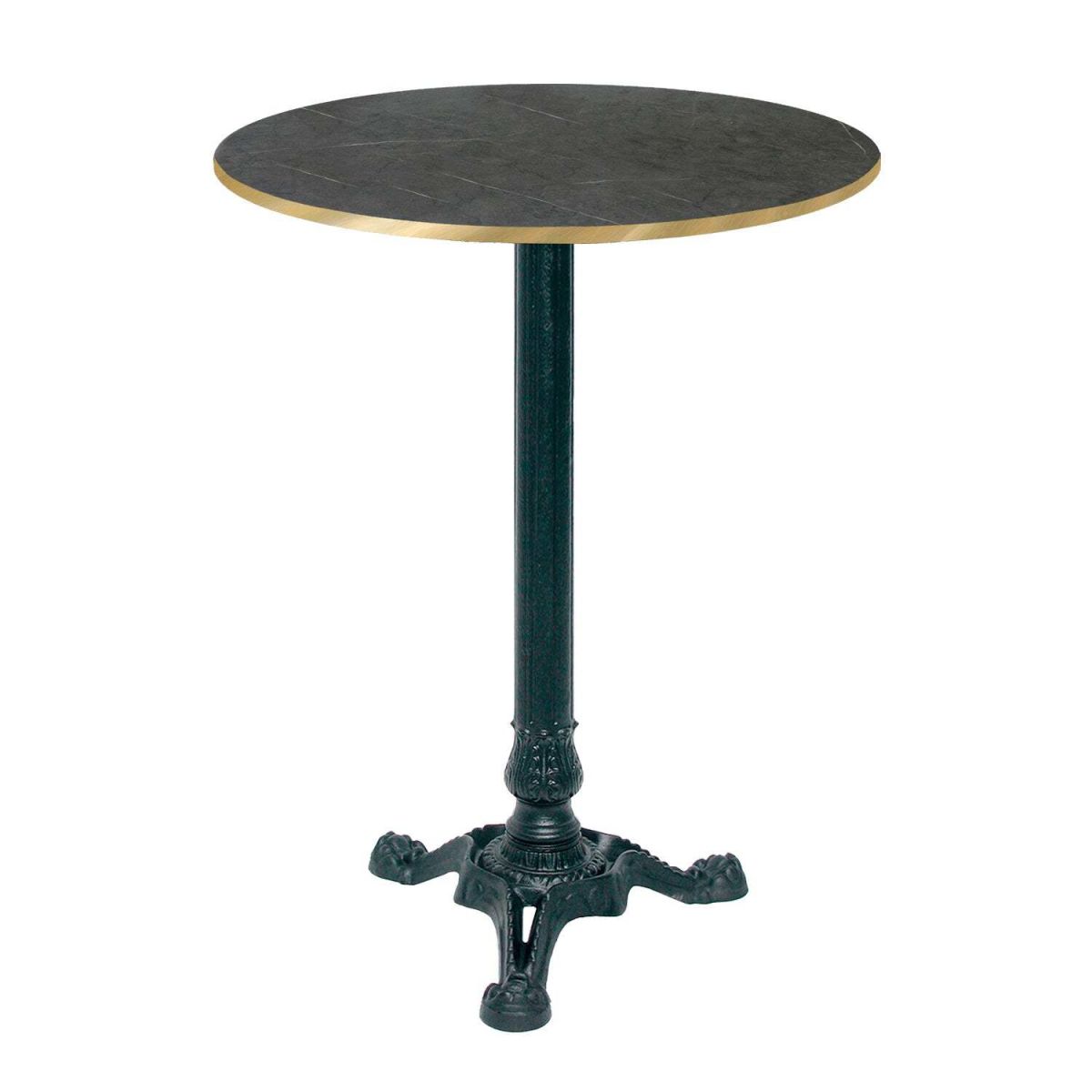 RestooTab Stehtisch Bistrot rund - Kanten messingfarben 60x60x113x60 cm (LxBxHxØ); schwarz/dunkelgrau/messing; Gestell schwarz; rund