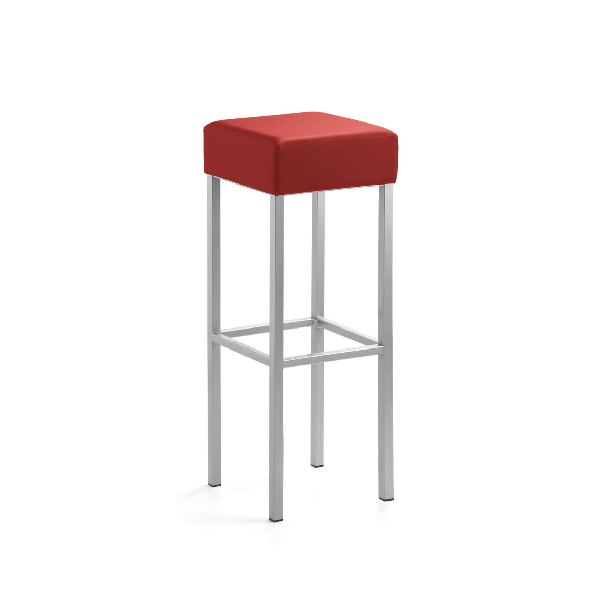 Mayer Sitzmöbel Extra-hoher Barhocker 89 cm, Vierfuß, Mikrofaser in Lederoptik 34x34x92 cm (BxTxH); Sitz rot, Gestell silber