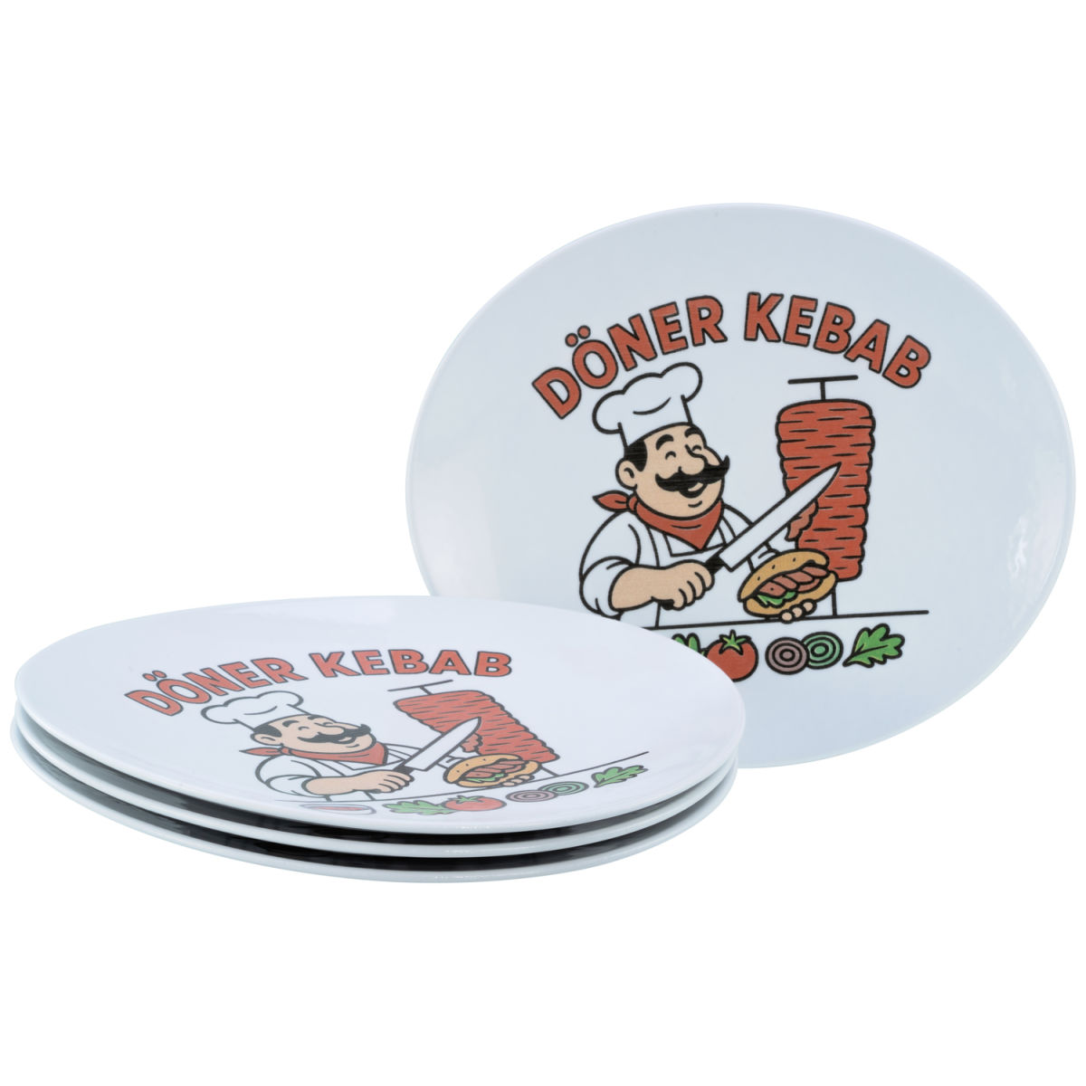 CreaTable Gourmet Weiss - Kebabteller 4-tlg; 30.5x26x2.5 cm (LxBxH); mehrfarbig; 4 Stück / Pack