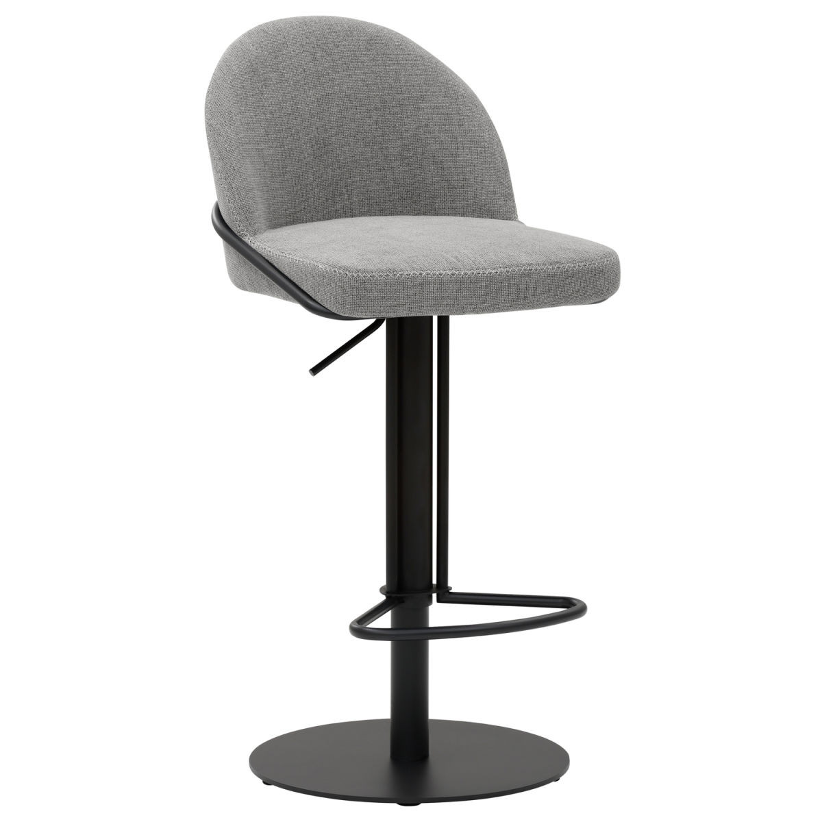 Mayer Sitzmöbel Barhocker höhenverstellbar schwarzes Gestell Stoff 45x51x81 cm (BxTxH); Sitz hellgrau meliert, Gestell schwarz