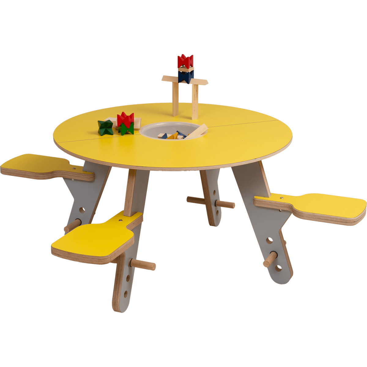 timkid Spieltisch TAVI 156.5x156.5x58 cm (BxTxH); gelb/grau