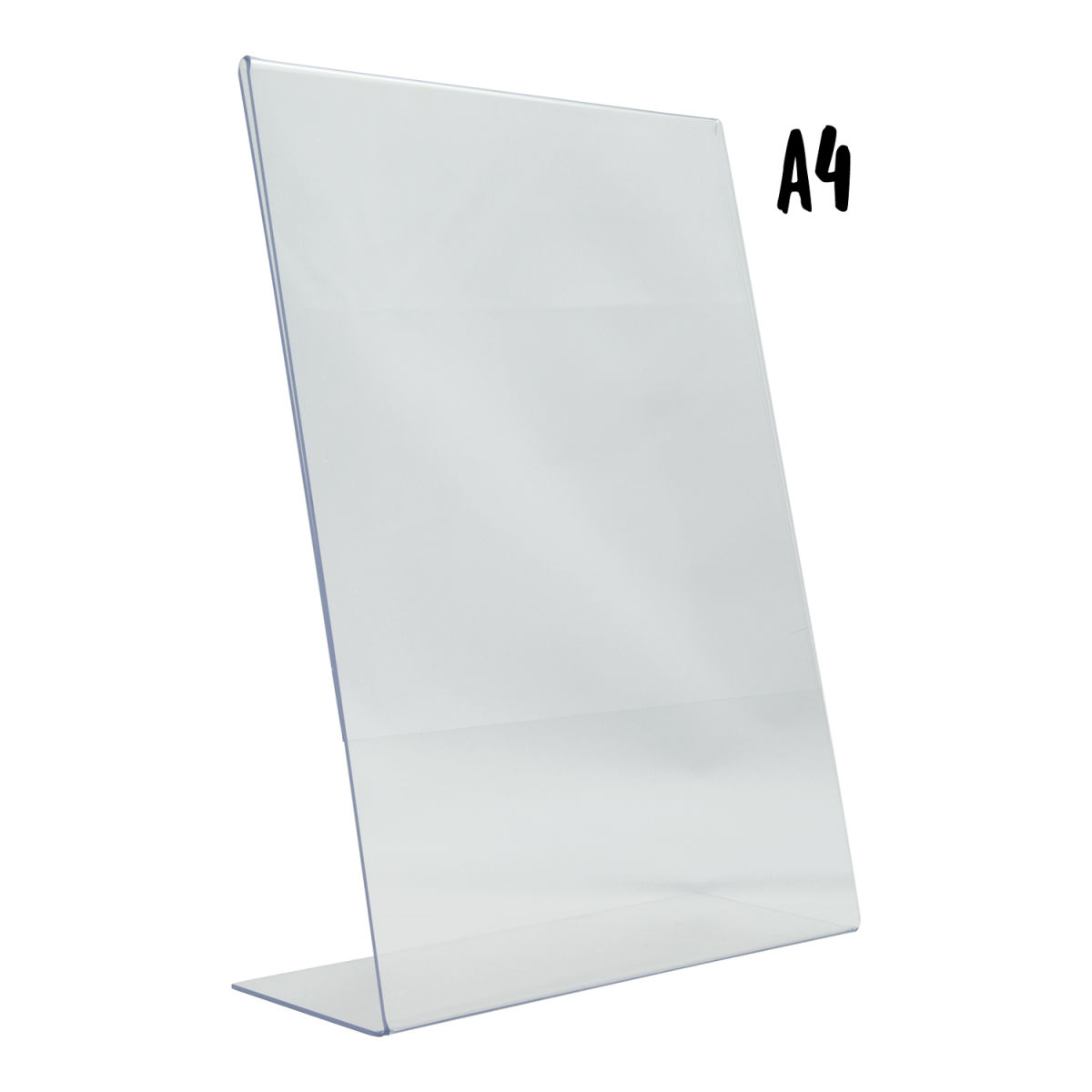 Porta-poster trasparente A6 - Forma a L - Acrilico Securit; 8x21x30 cm (LxLxH); argento