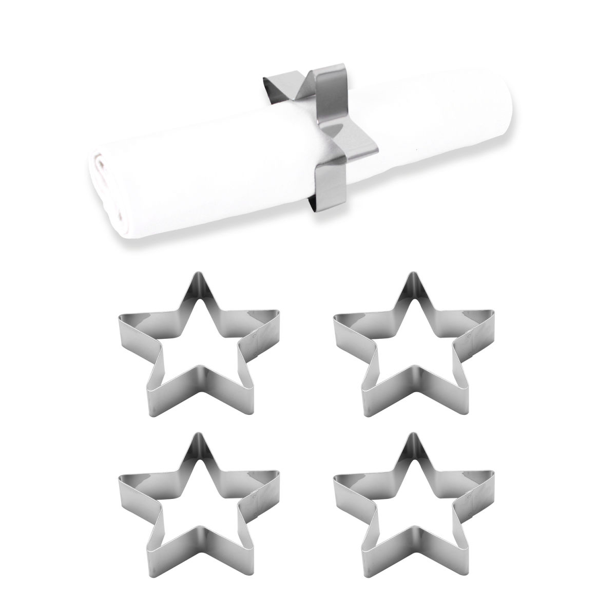ECHTWERK Serviettenring-Set Stern-Design 7x2x2 cm (LxBxH); silber; 4 Stück / Pack