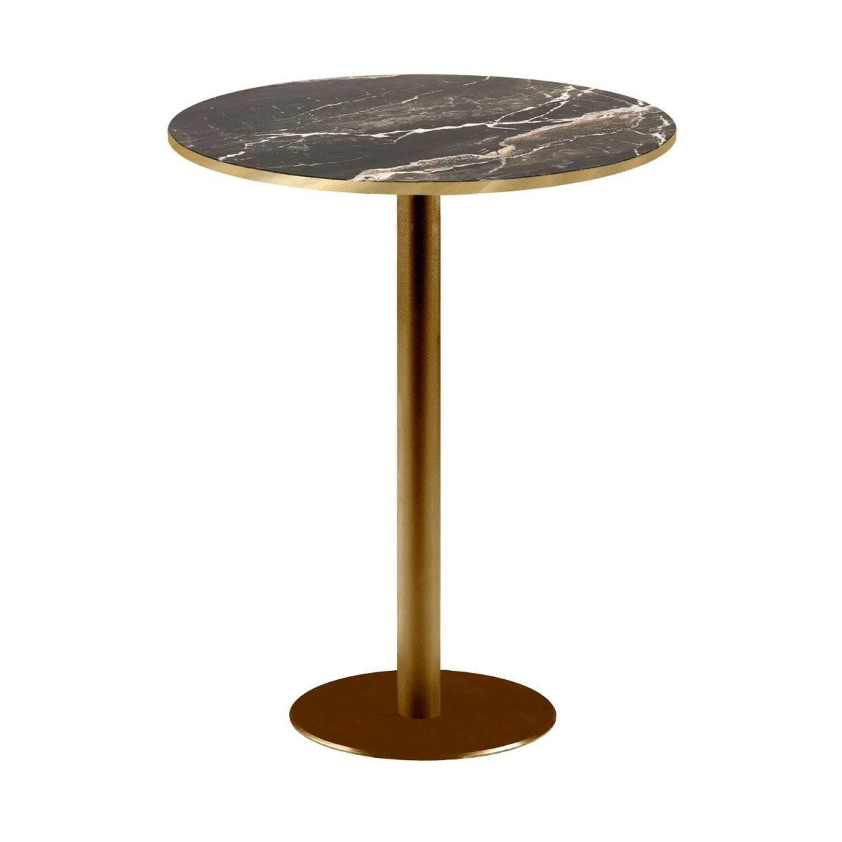 RestooTab Stehtisch Rome rund Gestell goldmetallic - Kanten messingfarben 113x60 cm (HxØ); Platte schwarz/braun/messing, Gestell messing; rund