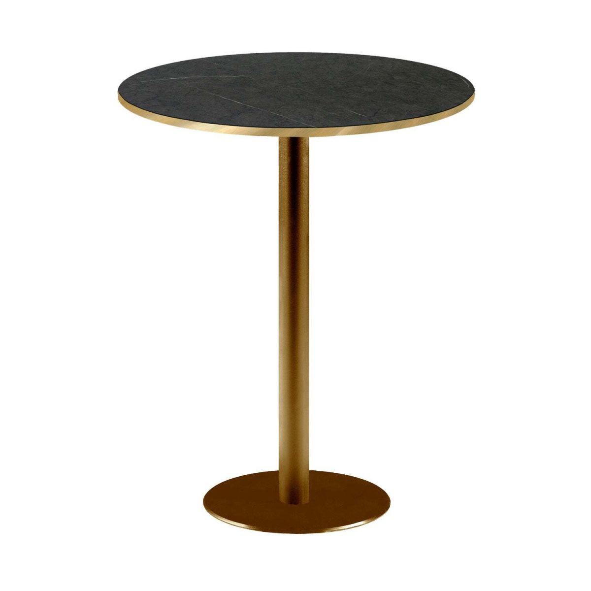 RestooTab Stehtisch Rome rund Gestell goldmetallic - Kanten messingfarben 113x60 cm (HxØ); Platte schwarz/dunkelgrau/messing, Gestell messing; rund