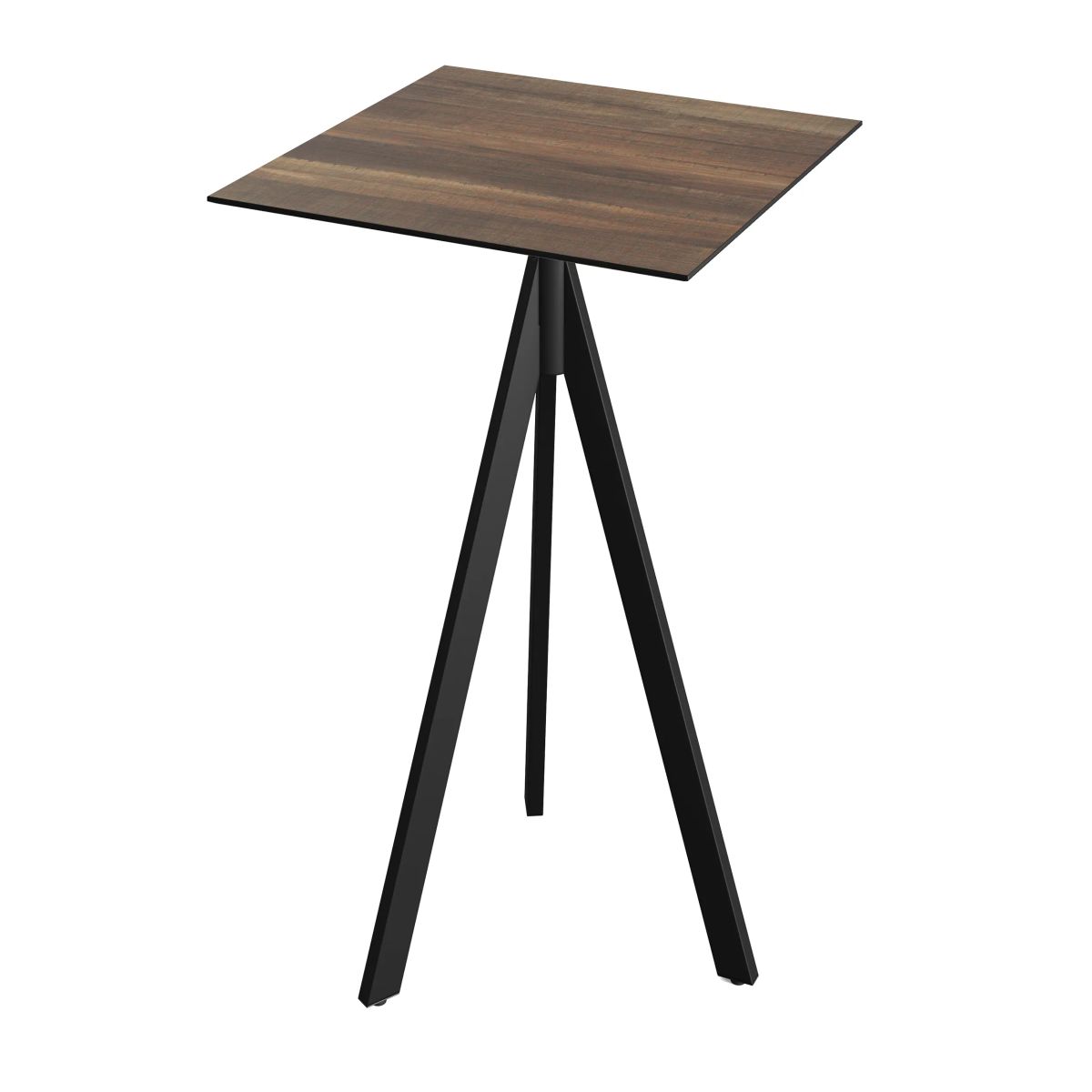 Feros Infinity Tripod Stehtisch frame + HPL 70x70 cm 70x70x110 cm (LxBxH); schwarz/hellbraun; quadratisch