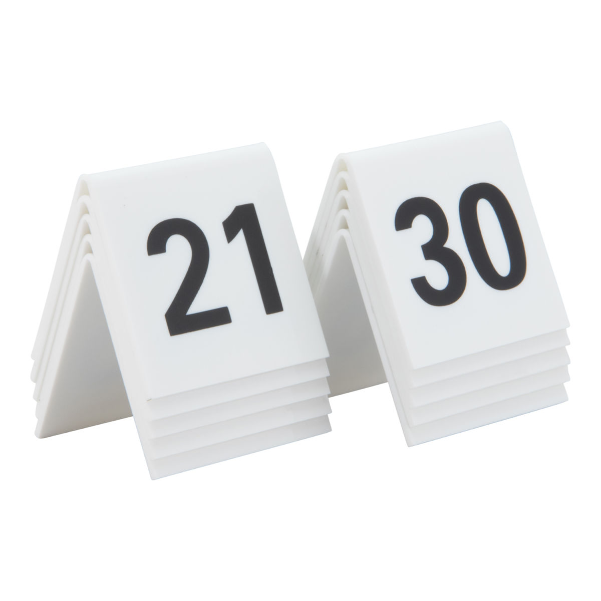 Set di 10 Numeri da tavolo da 21 a 30 - Acrilico bianco con numeri neri Securit; 5x5 cm (LxH); bianco