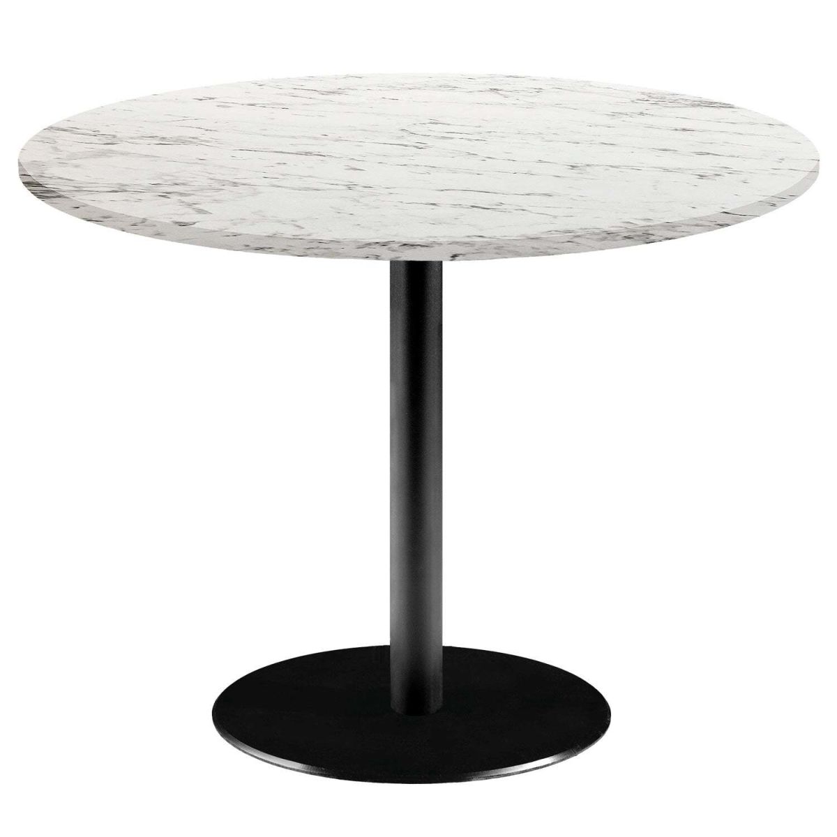 RestooTab Tisch Rome XL rund - Dekor Stein & Marmor 75x120 cm (HxØ); Platte weiß/steingrau/marmoriert, Gestell schwarz; rund