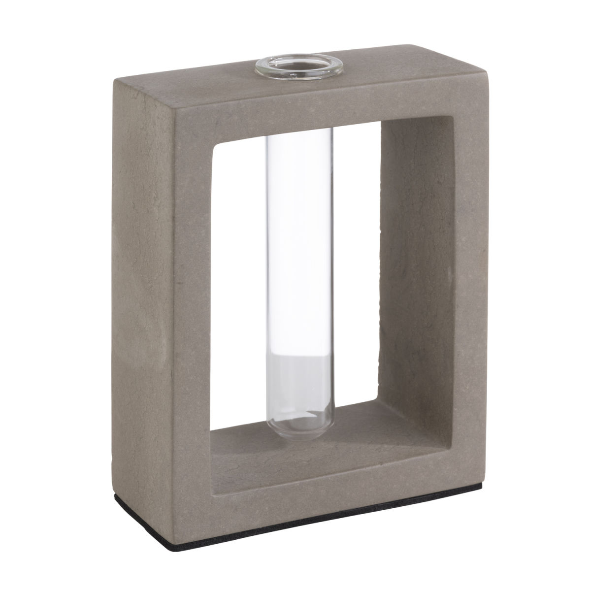 APS Vase ELEMENT, Beton/Glas, inkl. 2 Ersatzgläsern 20 ml, 10x4.5x12.5 cm (LxBxH); grau; rechteckig