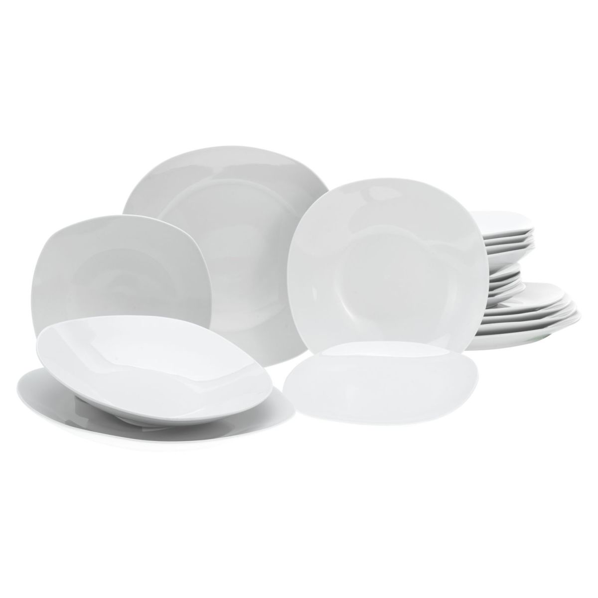 CreaTable Square Weiss - Tellerset 18-tlg; weiß