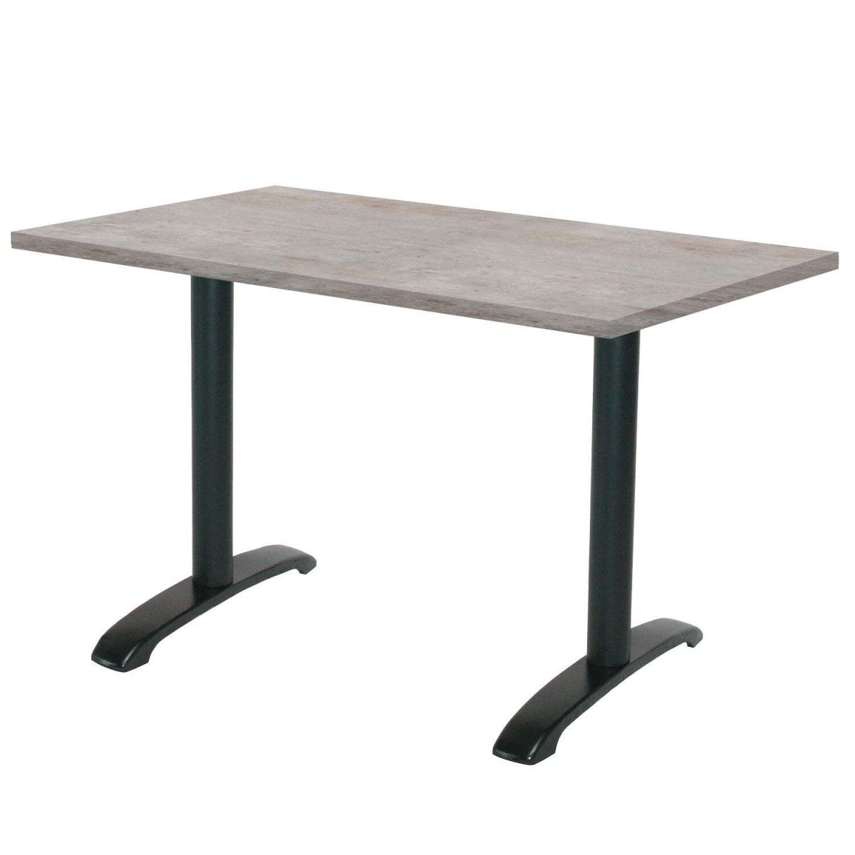 RestooTab Tisch Bazila rechteckig - Dekor Stein & Holz 160x80x74 cm (LxBxH); Platte grau/beton, Gestell schwarz; rechteckig