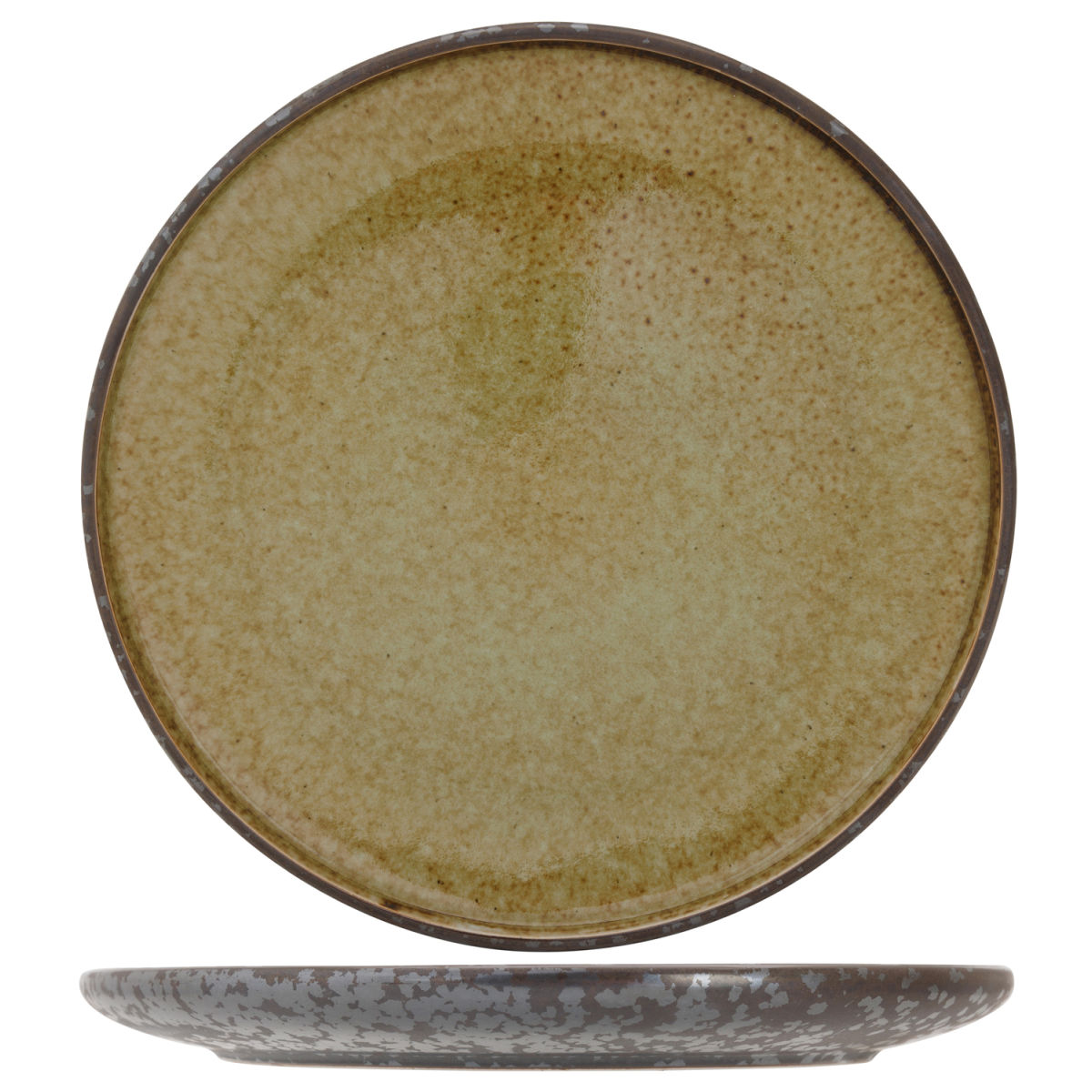 Cosy & Trendy Elements Mineral Teller Flach D27Cm 26.8x26.8x27x2.3 cm (LxBxØxH); grün/anthrazit; rund; 4 Stück / Pack