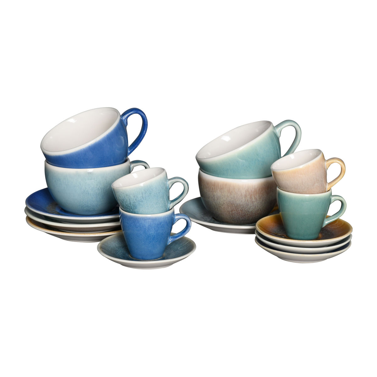 Caldera Mix - Set di tazze da bistrot 16 pezzi CreaTable; multicolore