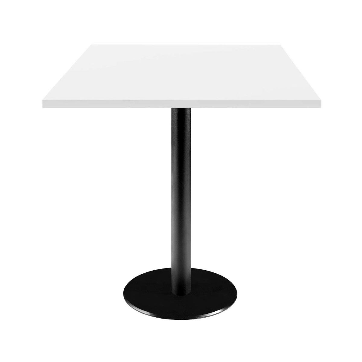 RestooTab Tisch Rome quadratisch - Dekor Uni 70x70x75 cm (LxBxH); Platte weiß, Gestell schwarz; quadratisch