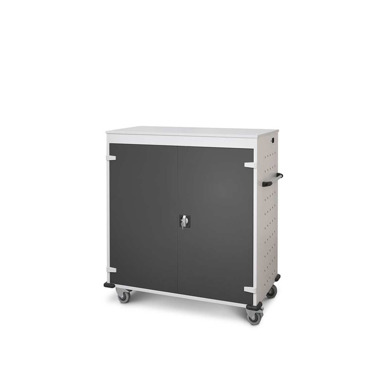 rotstahl Laptopwagen 30 Fächer mit lichtgrauem Korpus 92x131 cm (BxH); anthrazit