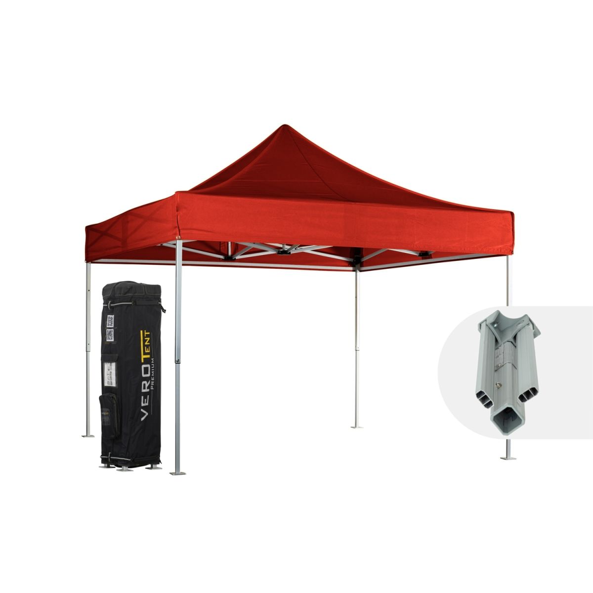 VeroTENT VeroTENT Faltpavillon 4x4m Classic mit Dach 400x400x400 cm (LxBxH); rot
