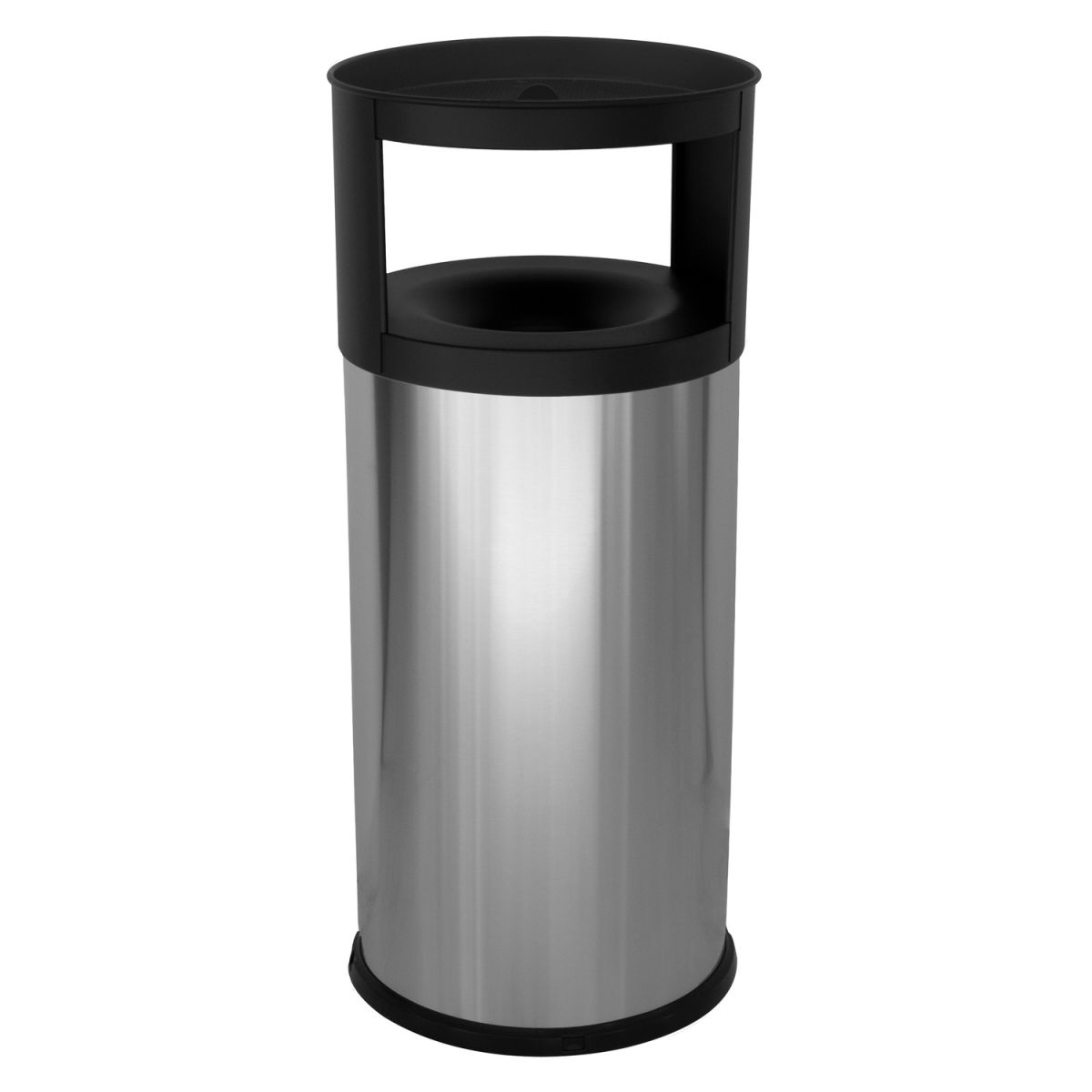 STIL CASA Stil Casa selbstlöschender Abfallbehälter mit Aschenbecher, Edelstahl, bodenschonender Kunststoffbodenrand, satiniert. 75 l, 41.5x41.5x39x92 cm (LxBxØxH); silber