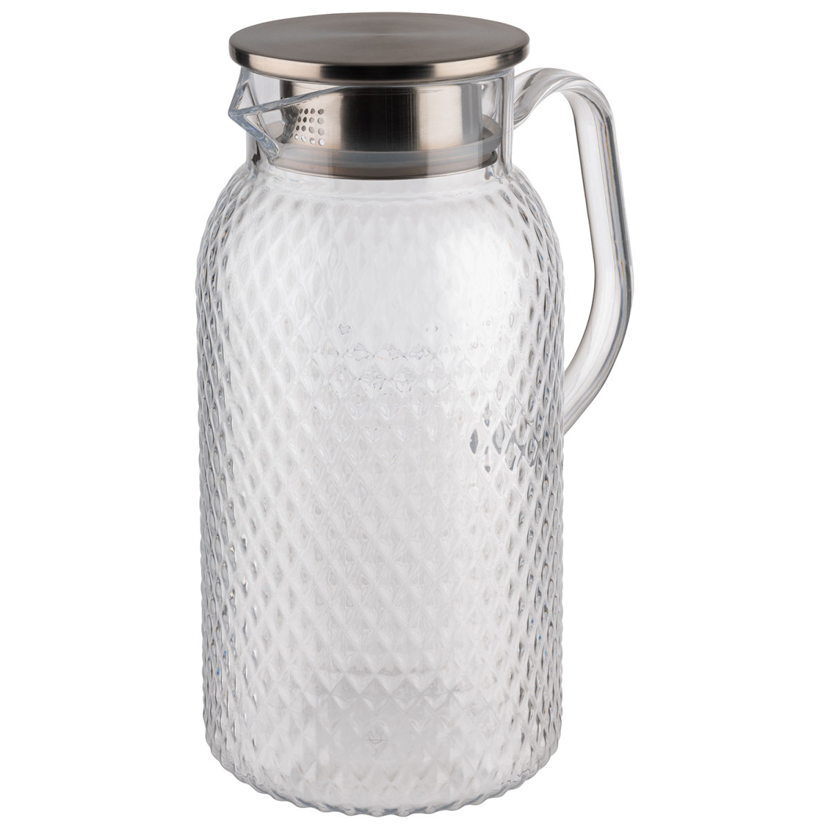 APS Saft- / Wasserkanne Ø 11,5 cm, H: 24 cm, 1,8 Liter Polycarbonat, transparent Deckel aus Edelstahl mit Silikondichtung; 1800 ml, 11.5x11.5x24 cm (LxBxH); transparent