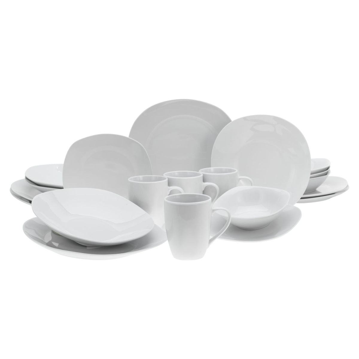 Square White - Servizio da 20 pezzi CreaTable; bianco