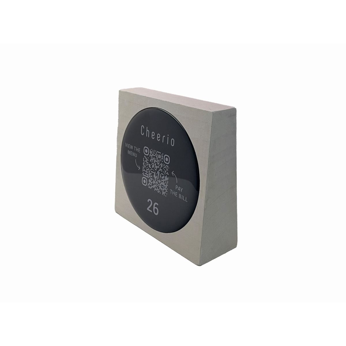 PRODUCTMATE Tischaufsteller stehend mit QR-Code Aufkleber glänzend und NFC-Chip 8.5x8.5 cm (BxH); ahorn/weiß; 25 Stück / Pack