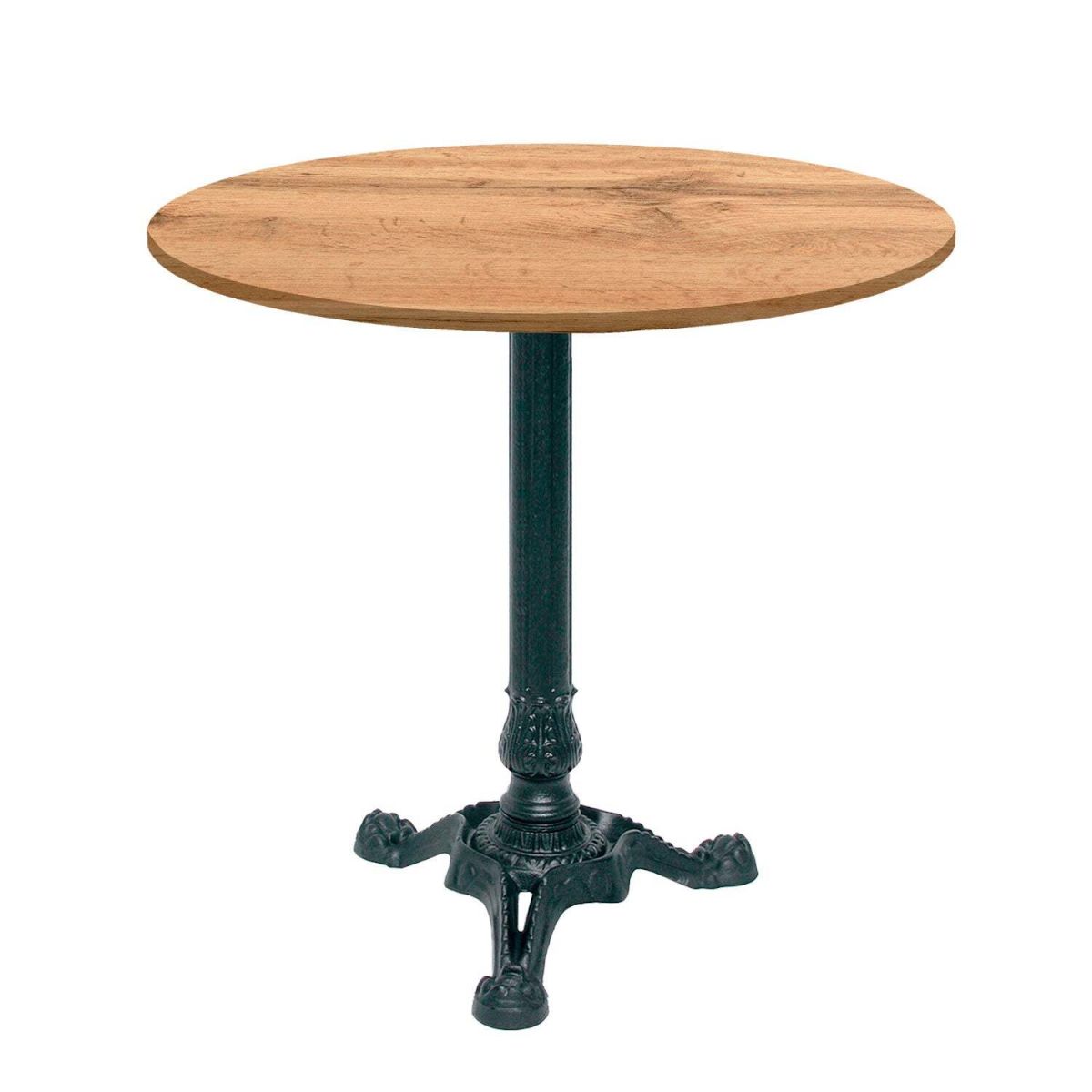 RestooTab Tisch Bistrot rund - Dekor Stein & Holz 70x70x75x70 cm (LxBxHxØ); eiche; Gestell schwarz; rund
