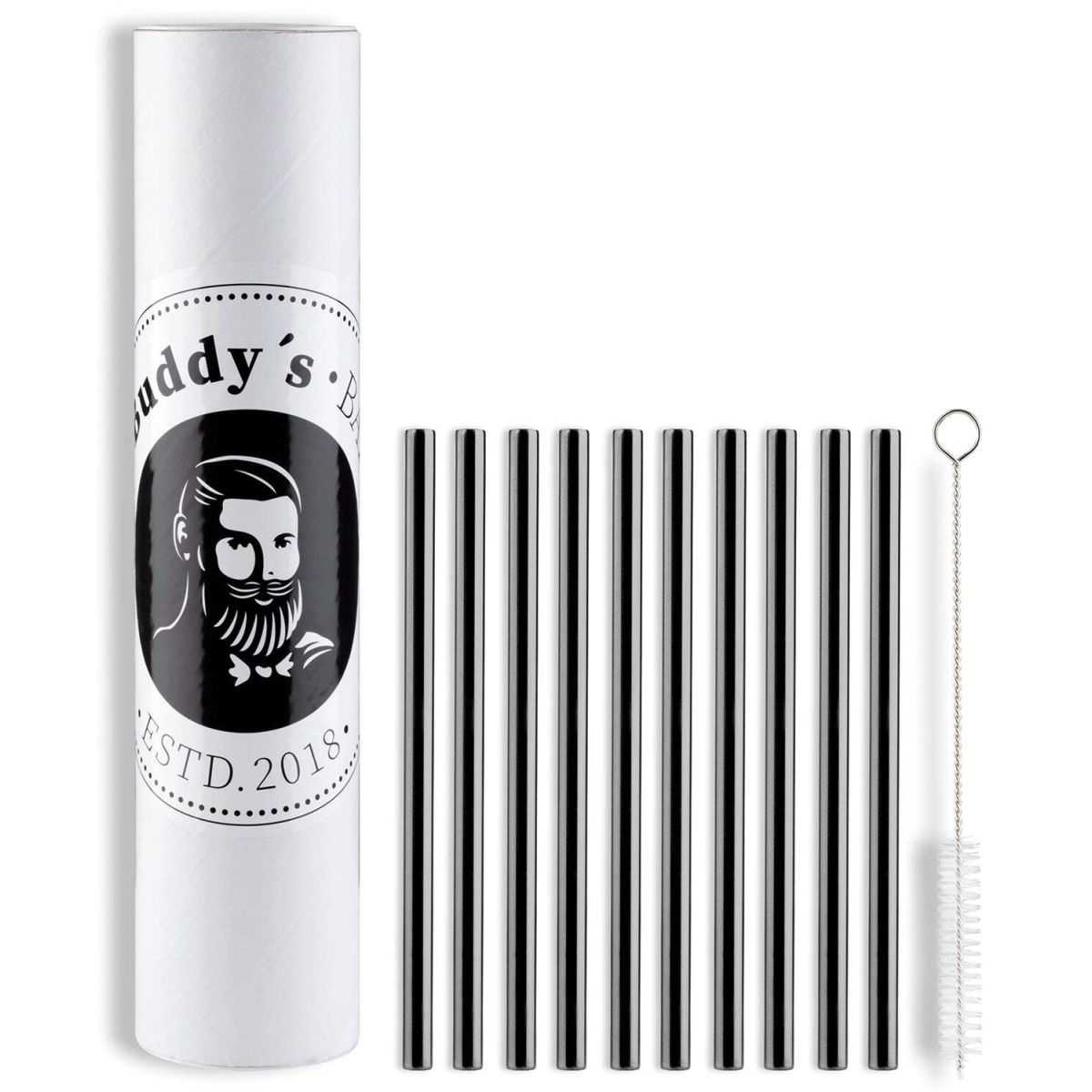 Buddy’s Bar Trinkhalme 11er Set, Edelstahl; 0.8 cm (L); schwarz