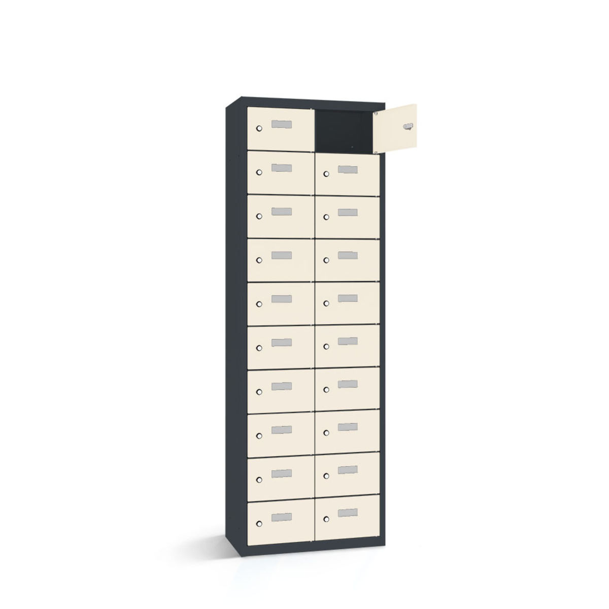 rotstahl Wertfachschrank 20 Fächer mit anthrazitgrauem Korpus 60x50x180 cm (BxTxH); weiß