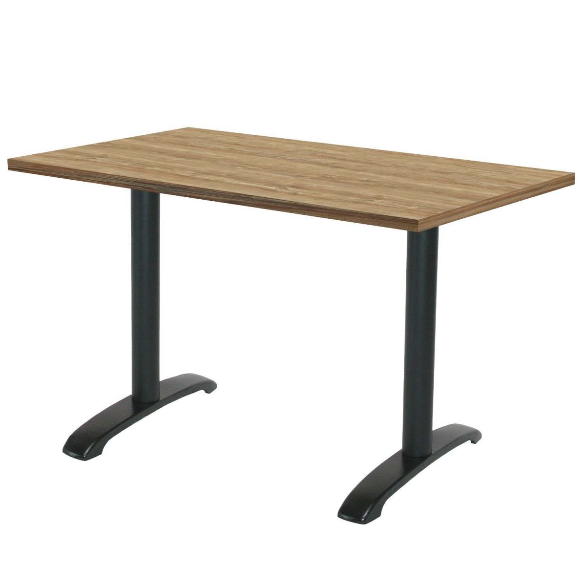RestooTab Tisch Bazila rechteckig - Dekor Stein & Holz 120x70x74 cm (LxBxH); Platte eiche antik, Gestell schwarz; rechteckig