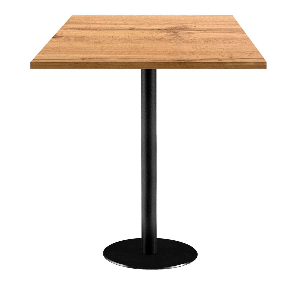 RestooTab Stehtisch Rome quadratisch - Dekor Holz 70x70x113 cm (LxBxH); Platte eiche, Gestell schwarz; quadratisch