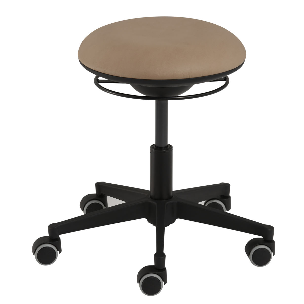 Mayer Sitzmöbel Bürohocker Fitnesshocker 3D-Sitzmechanik, höhenverstellbar, Mikrofaser in Lederoptik 49x45x49 cm (BxHxT); Sitz hellbraun, Gestell schwarz