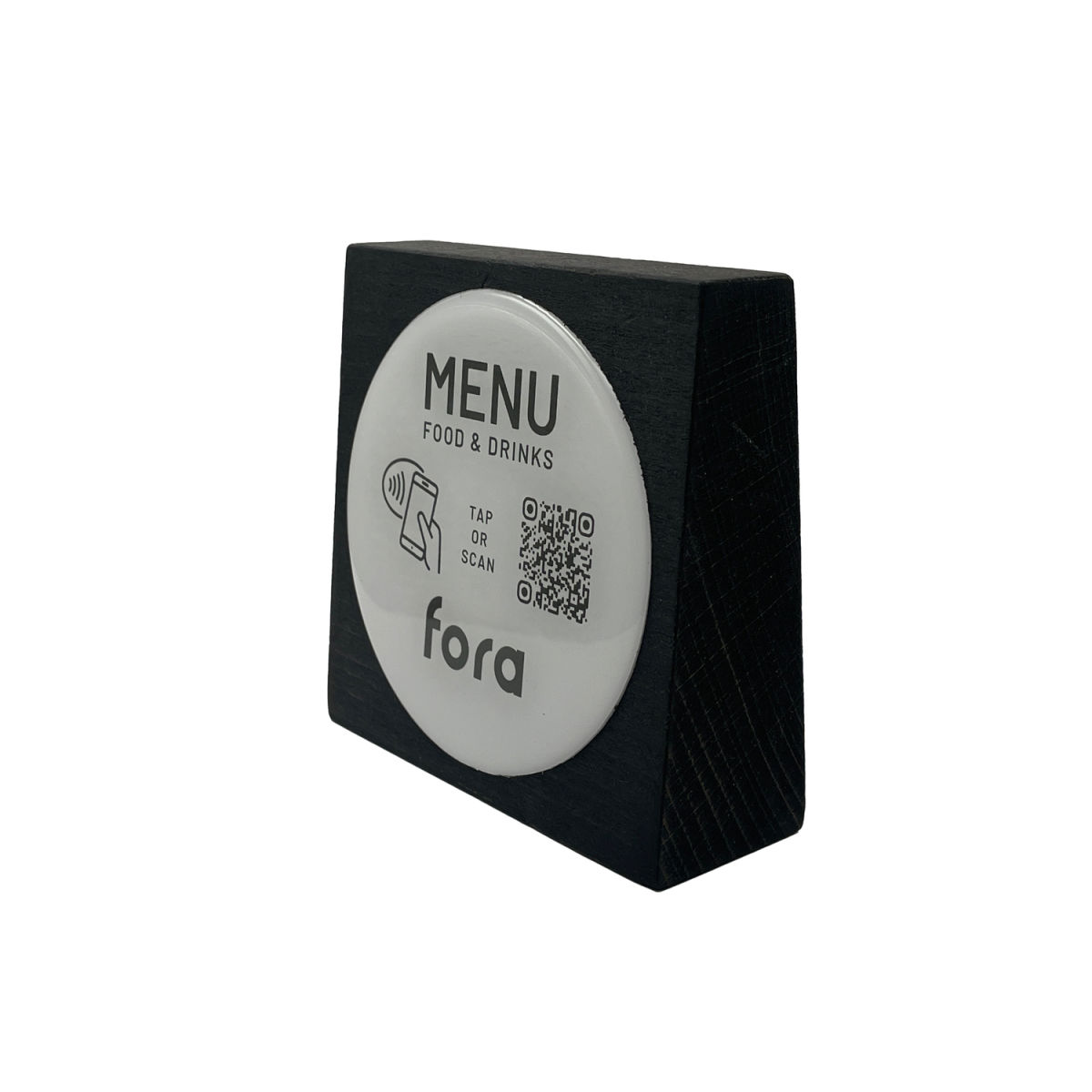 PRODUCTMATE Tischaufsteller stehend mit QR-Code Aufkleber glänzend 8.5x8.5 cm (BxH); buche/schwarz; 25 Stück / Pack