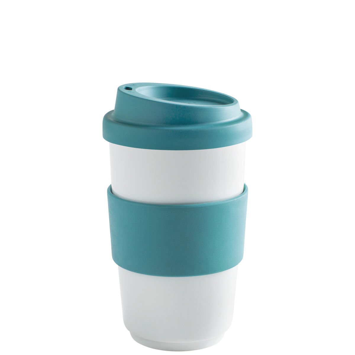 Kahla Becher + Trinkdeckel + Banderole fillit 400 ml, 8x13 cm (ØxH); türkis; rund