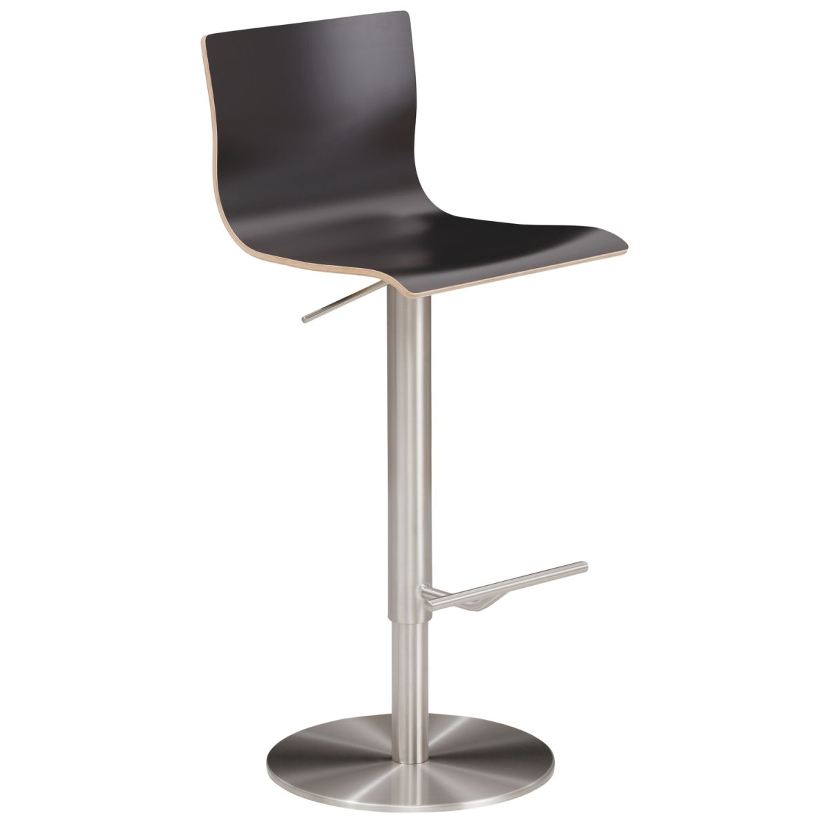 Mayer Sitzmöbel Barhocker höhenverstellbar mit Holzsitz 39.5x43x81 cm (BxTxH); Sitz anthrazit, Gestell edelstahl