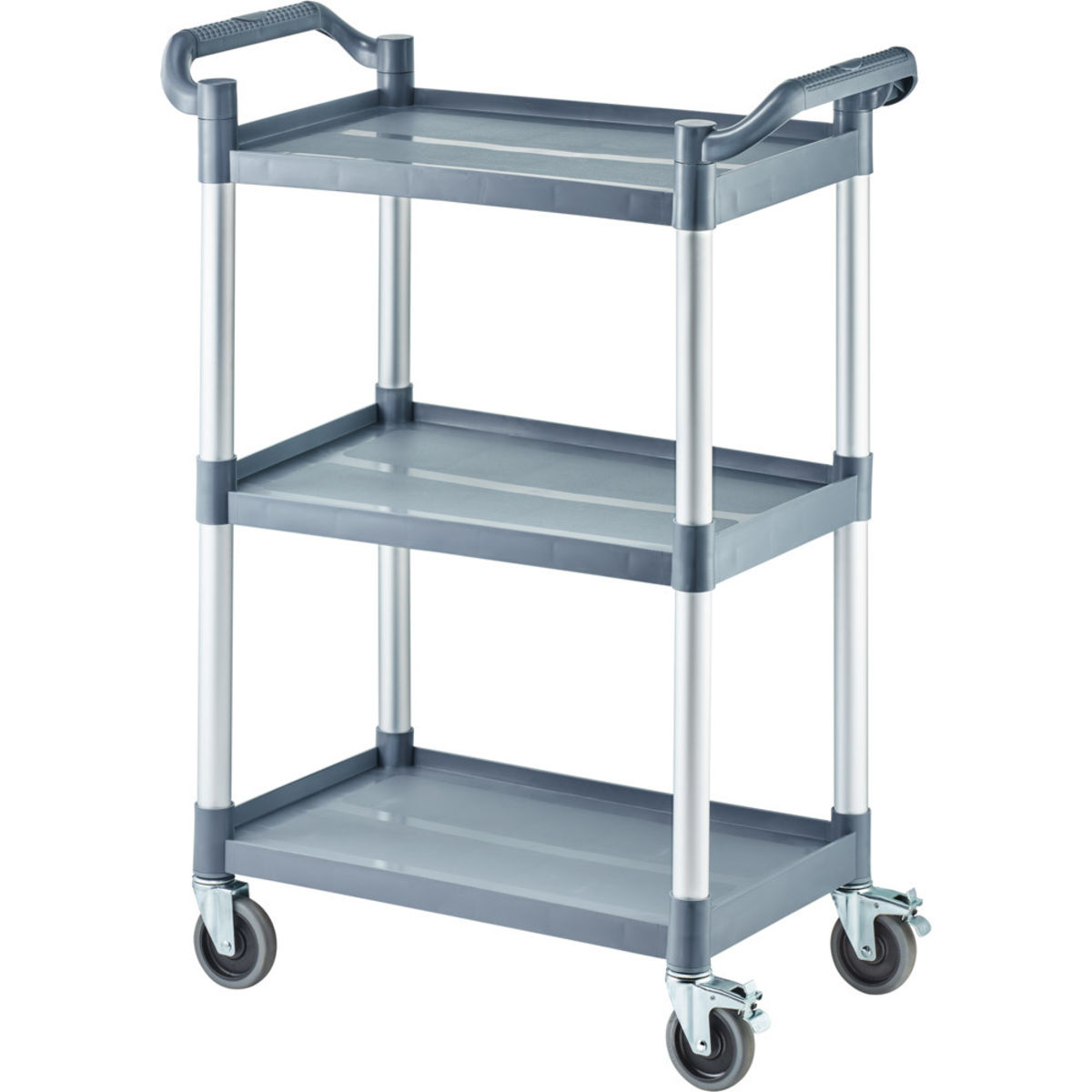 Stalgast Servierwagen aus Kunststoff, mit drei Borden 43x80x96 cm (BxTxH); silber/grau