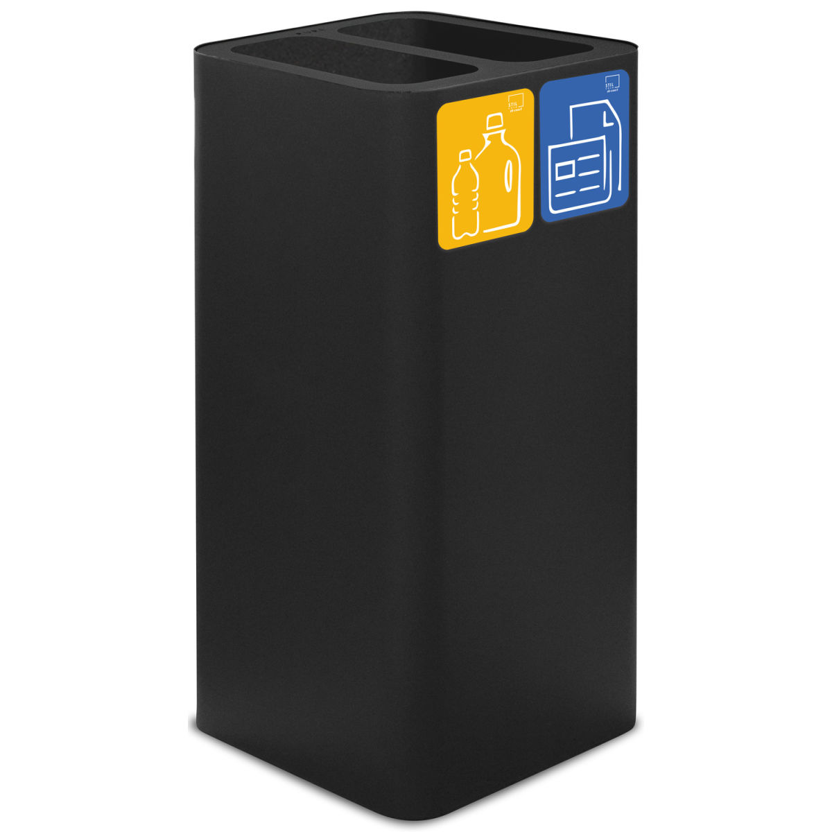 STIL CASA Stil Casa PURE Abfallsammelbehälter aus lackiertem Stahl, Deckel mit zwei Fächern, Magnetpiktogramm-Kit, Corten. 100 l, 38.3x38.3x82.5 cm (LxBxH); schwarz; rechteckig