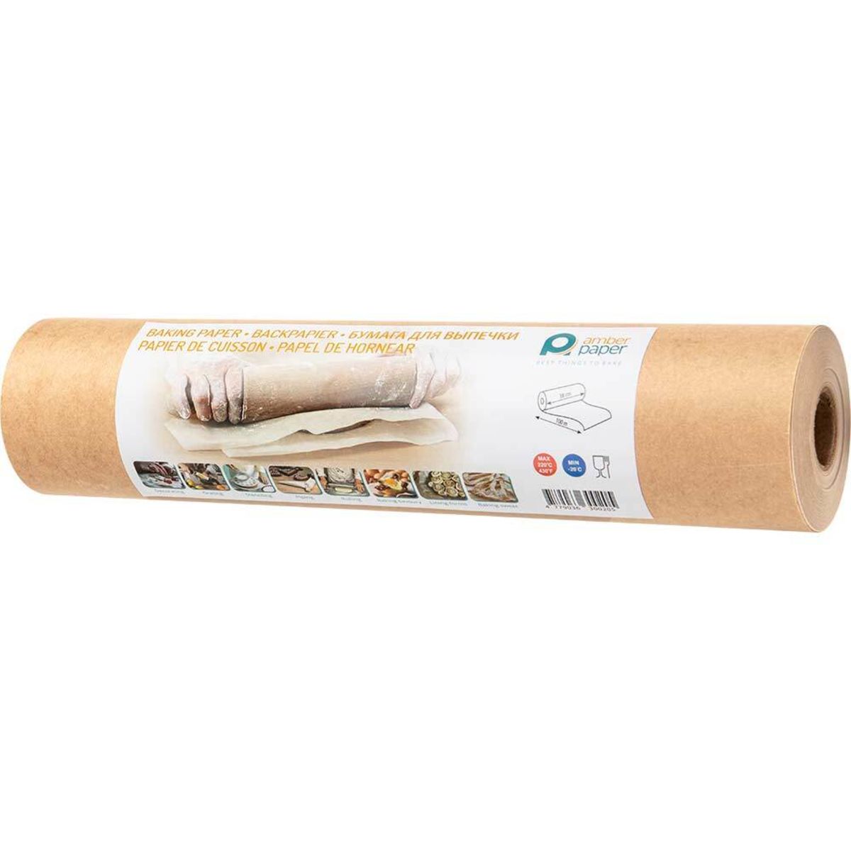 Stalgast Beschichtetes Backpapier, Rolle 380 mm x 100 m (BxL), hellbraun 10000x38 cm (LxB); braun