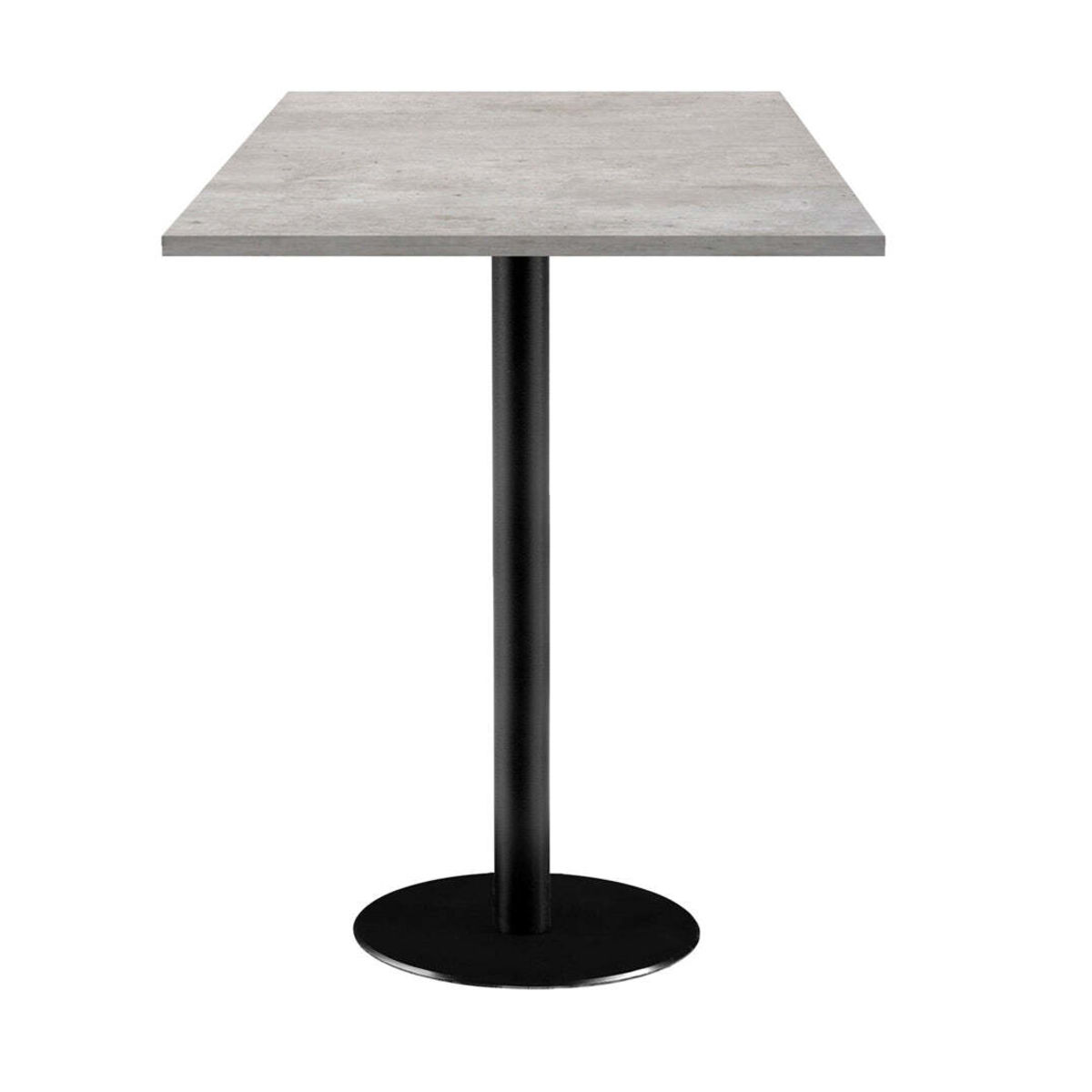 RestooTab Stehtisch Rome quadratisch - Dekor Stein 60x60x113 cm (LxBxH); Platte grau/beton, Gestell schwarz; quadratisch