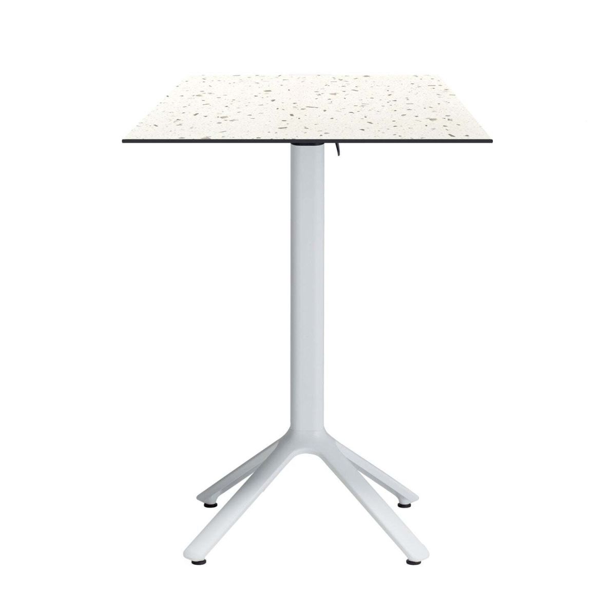 Tavolo alto pieghevole Nemo bianco da esterno 60x60 RestooTab; 60x60x110 cm (LxLxH); Piano tavolo bianco/multicolore/terazzo, struttura bianco; quadrata